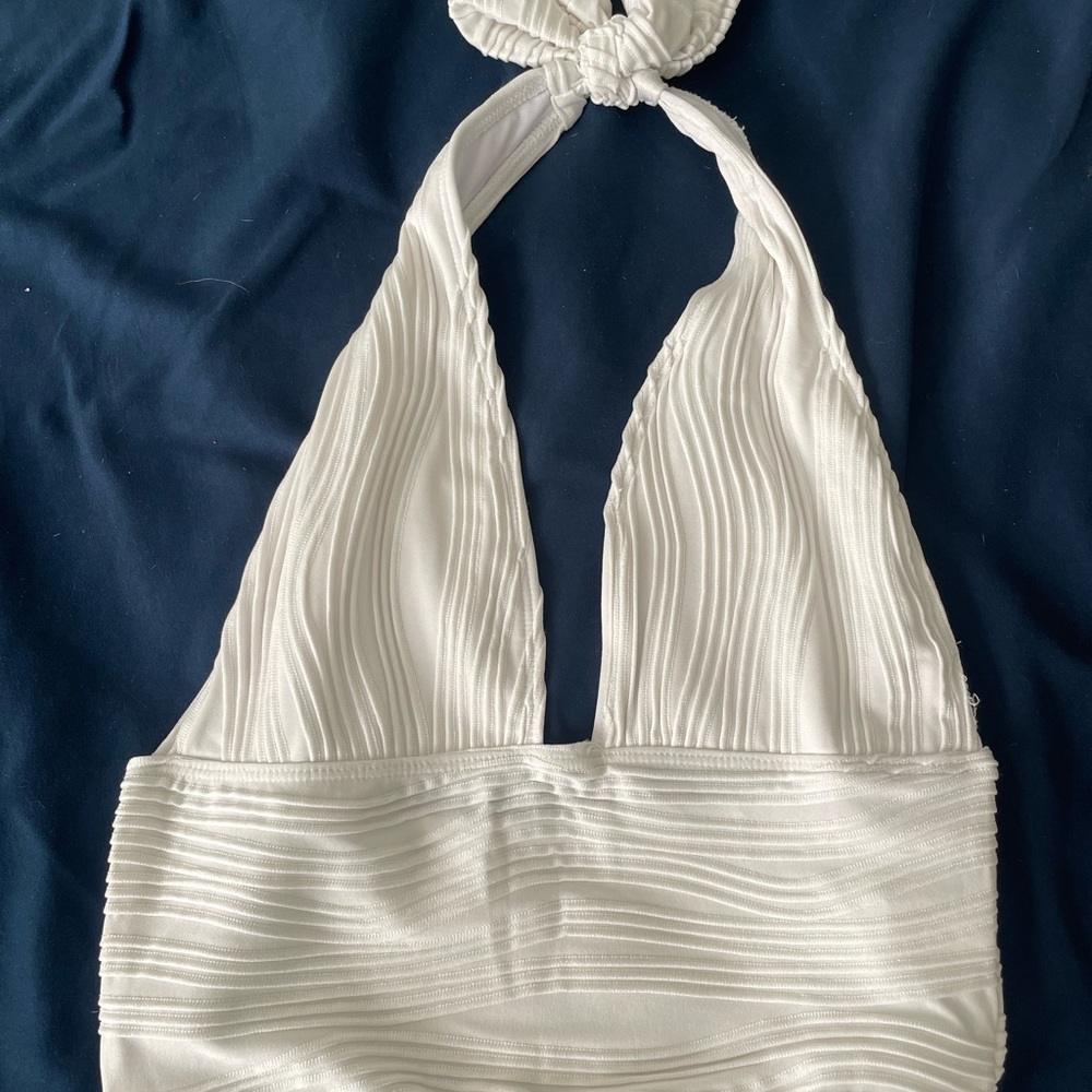 White Halter Crop Top
